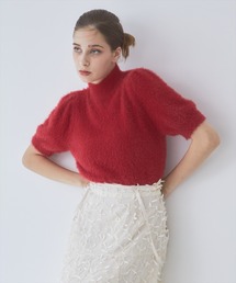 フェザーライク半袖ニットプルオーバー