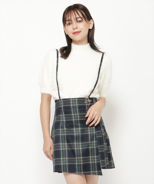 REDYAZEL（レディアゼル）の「フェザーライク半袖ニットプルオーバー（ニット/セーター・レディース・レッド/ブラック/オフホワイト・FREE）」の2枚目の写真