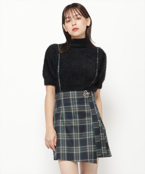 REDYAZEL（レディアゼル）の「フェザーライク半袖ニットプルオーバー（ニット/セーター・レディース・レッド/ブラック/オフホワイト・FREE）」の3枚目の写真