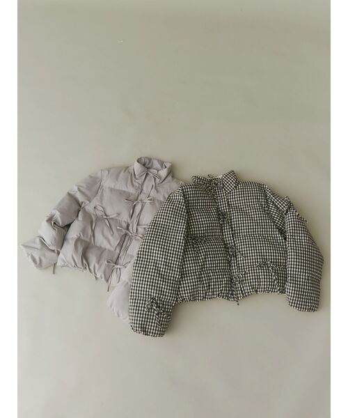 merry jenny(メリージェニー)の「ribbon paddedジャケット / リボンパデットジャケット(ブルゾン・レディース・その他1/ブラック/オフホワイト/ライトグレー・FREE)」の4枚目の写真