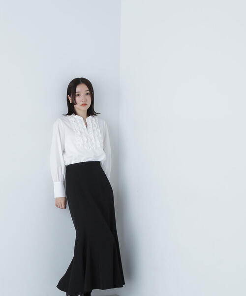 NATURAL BEAUTY BASIC（ナチュラルビューティーベーシック）の「◇ヘム切替マーメイドスカート（スカート・レディース・ブラック/グレー/ダークブラウン/グレー系その他/ダークブラウン系・SMALL/MEDIUM）」の10枚目の写真