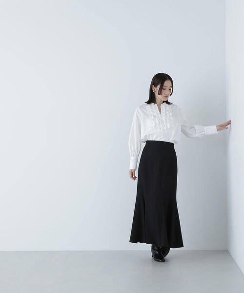 NATURAL BEAUTY BASIC（ナチュラルビューティーベーシック）の「◇ヘム切替マーメイドスカート（スカート・レディース・ブラック/グレー/ダークブラウン/グレー系その他/ダークブラウン系・SMALL/MEDIUM）」の11枚目の写真