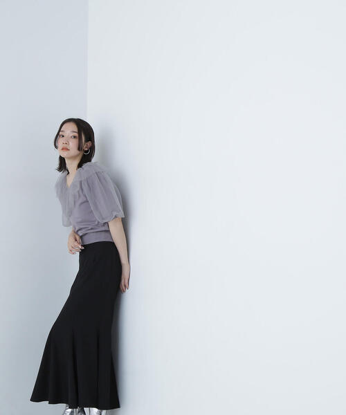 NATURAL BEAUTY BASIC（ナチュラルビューティーベーシック）の「◇ヘム切替マーメイドスカート（スカート・レディース・ブラック/グレー/ダークブラウン/グレー系その他/ダークブラウン系・SMALL/MEDIUM）」の12枚目の写真