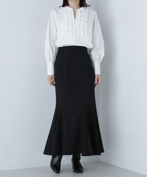 NATURAL BEAUTY BASIC（ナチュラルビューティーベーシック）の「◇ヘム切替マーメイドスカート（スカート・レディース・ブラック/グレー/ダークブラウン/グレー系その他/ダークブラウン系・SMALL/MEDIUM）」の16枚目の写真