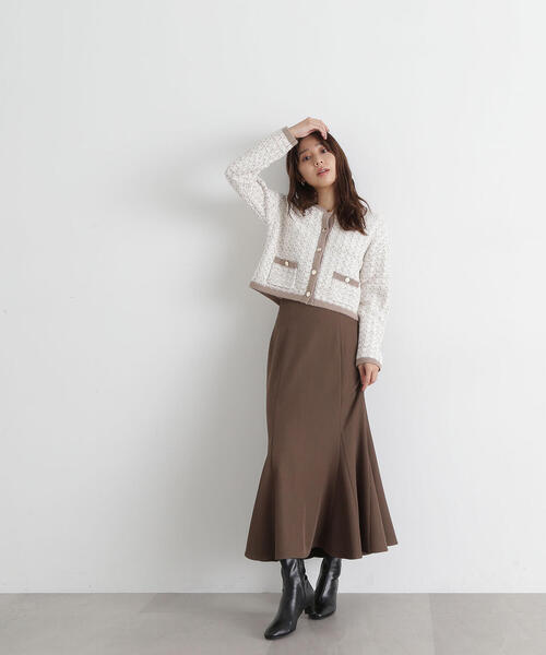 NATURAL BEAUTY BASIC（ナチュラルビューティーベーシック）の「◇ヘム切替マーメイドスカート（スカート・レディース・ブラック/グレー/ダークブラウン/グレー系その他/ダークブラウン系・SMALL/MEDIUM）」の5枚目の写真