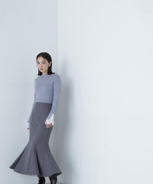 NATURAL BEAUTY BASIC（ナチュラルビューティーベーシック）の「◇ヘム切替マーメイドスカート（スカート・レディース・ブラック/グレー/ダークブラウン/グレー系その他/ダークブラウン系・SMALL/MEDIUM）」の3枚目の写真