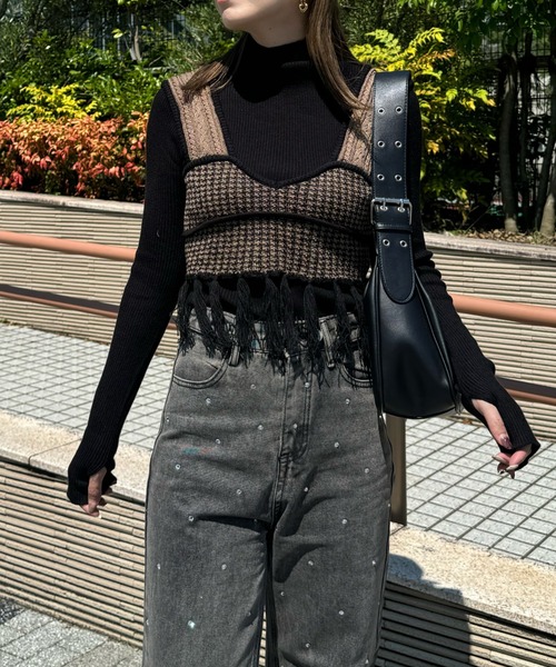 y/m by misato（イムバイミサト）の「サムホールリブプチハイネックトップス（ニット/セーター・レディース・アイボリー/ブラック/杢グレー/オレンジ・FREE）」の14枚目の写真