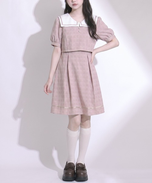 DearMyLoveRose(ディアマイラブローズ)の「スクエアカラーコーデワンピ(ワンピース・レディース・モカ/ベビーピンク/ブラック・SMALL/MEDIUM/LARGE/LL/3L)」の4枚目の写真