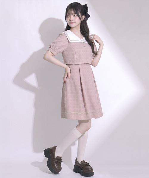 DearMyLoveRose(ディアマイラブローズ)の「スクエアカラーコーデワンピ(ワンピース・レディース・モカ/ベビーピンク/ブラック・SMALL/MEDIUM/LARGE/LL/3L)」の5枚目の写真