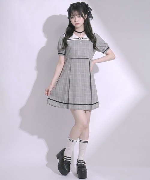 DearMyLoveRose(ディアマイラブローズ)の「スクエアカラーコーデワンピ(ワンピース・レディース・モカ/ベビーピンク/ブラック・SMALL/MEDIUM/LARGE/LL/3L)」の8枚目の写真