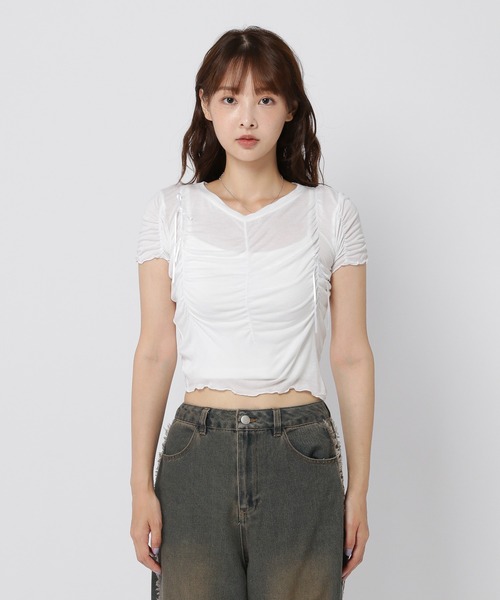 DEARSTALKER（ディアストーカー）の「DEARSTALKER／シルキーシャーリングＴ（Tシャツ/カットソー・レディース・ホワイト/ベビーピンク・FREE）」の20枚目の写真