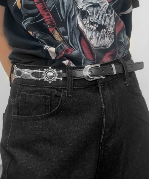 jiasecond.（ジアセカンド）の「【jiasecond.】ジョッキーメタルベルト / ベルト ジョッキー ジョガー アメカジ グランジ ウエスタン メタル 合皮 ブラック ブラウン（ベルト・レディース・ブラウン/ブラック・FREE）」の2枚目の写真