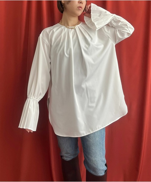 LHELBIE（レルビエ）の「プリーツカフス2WAYシャツ（シャツ/ブラウス・レディース・ブラック/オフホワイト・M）」の10枚目の写真