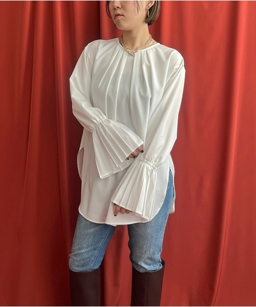 LHELBIE（レルビエ）の「プリーツカフス2WAYシャツ（シャツ/ブラウス・レディース・ブラック/オフホワイト・M）」の11枚目の写真