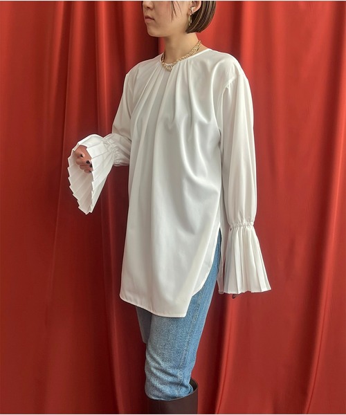 LHELBIE（レルビエ）の「プリーツカフス2WAYシャツ（シャツ/ブラウス・レディース・ブラック/オフホワイト・M）」の12枚目の写真