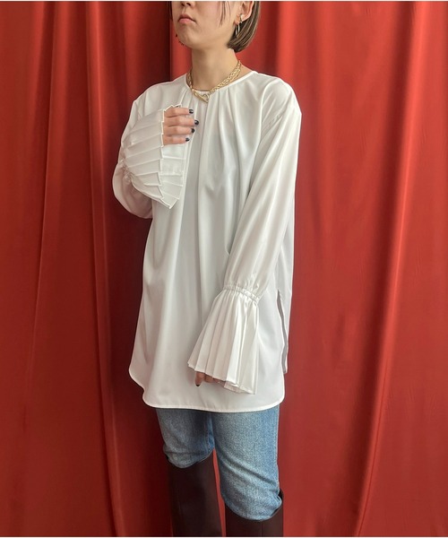 LHELBIE（レルビエ）の「プリーツカフス2WAYシャツ（シャツ/ブラウス・レディース・ブラック/オフホワイト・M）」の14枚目の写真