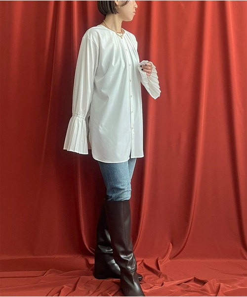 LHELBIE（レルビエ）の「プリーツカフス2WAYシャツ（シャツ/ブラウス・レディース・ブラック/オフホワイト・M）」の17枚目の写真