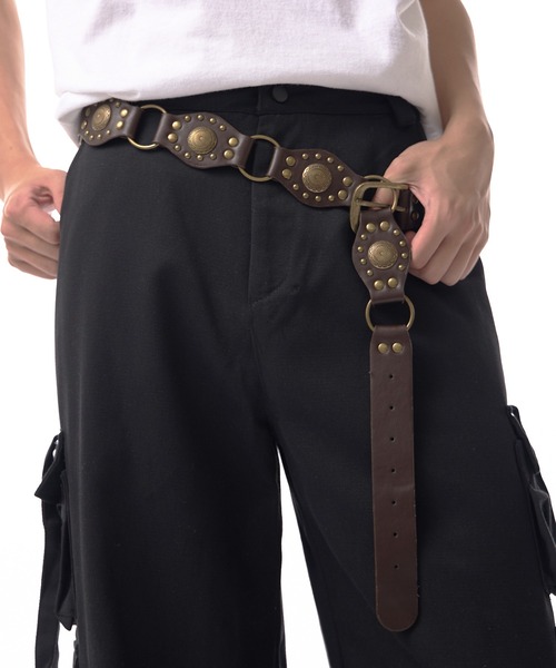 western rivet leather concho belt / ウエスタン リベット レザー