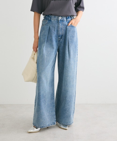 ELENCARE DUE（エレンカーレデュエ）の「・ELENCARE DUE デニムタックワイドパンツ（デニムパンツ・レディース・インディゴブルー/ダークインディゴブルー/ブラック・FREE）」の3枚目の写真