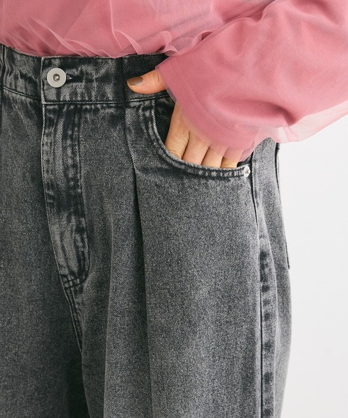 ELENCARE DUE（エレンカーレデュエ）の「・ELENCARE DUE デニムタックワイドパンツ（デニムパンツ・レディース・インディゴブルー/ダークインディゴブルー/ブラック・FREE）」の12枚目の写真