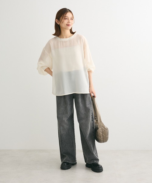 ELENCARE DUE（エレンカーレデュエ）の「・ELENCARE DUE デニムタックワイドパンツ（デニムパンツ・レディース・インディゴブルー/ダークインディゴブルー/ブラック・FREE）」の5枚目の写真