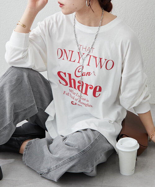 continuer de NICE CLAUP(コンティニューデナイスクラップ)の「《@kana__18s select》アソートロゴロンT(Tシャツ/カットソー・レディース・ホワイト/ホワイト系その他/オフホワイト・FREE)」の2枚目の写真