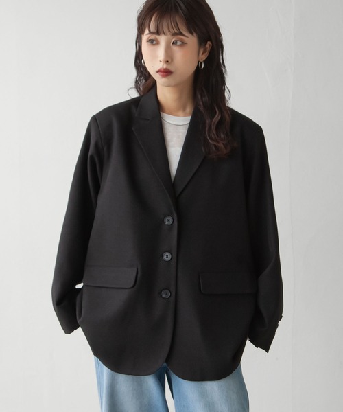 Chillfar（チルファー）の「ルーズテーラードジャケット（テーラードジャケット・レディース・ベージュ/ネイビー/ブラウン/ブラック/グレー・FREE）」の13枚目の写真