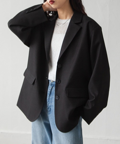 Chillfar（チルファー）の「ルーズテーラードジャケット（テーラードジャケット・レディース・ベージュ/ネイビー/ブラウン/ブラック/グレー・FREE）」の21枚目の写真