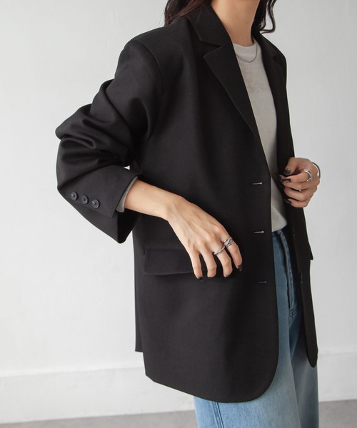 Chillfar（チルファー）の「ルーズテーラードジャケット（テーラードジャケット・レディース・ベージュ/ネイビー/ブラウン/ブラック/グレー・FREE）」の9枚目の写真