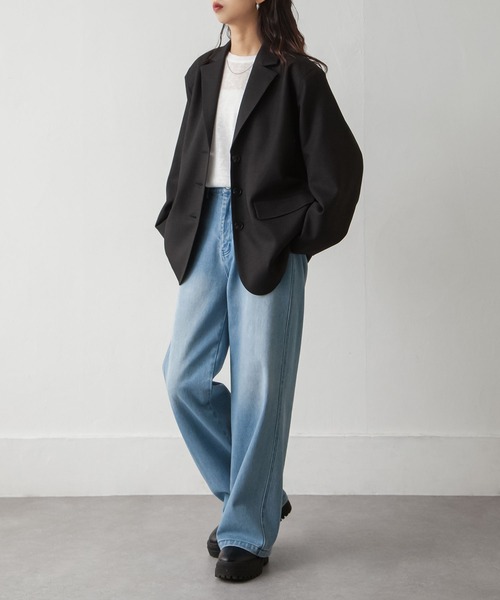 Chillfar（チルファー）の「ルーズテーラードジャケット（テーラードジャケット・レディース・ベージュ/ネイビー/ブラウン/ブラック/グレー・FREE）」の10枚目の写真