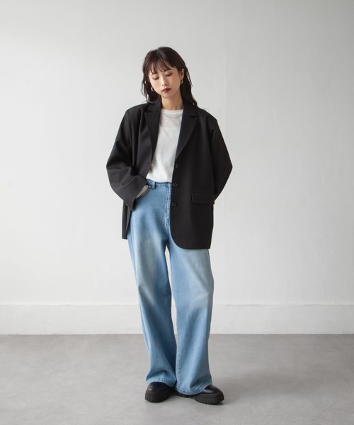 Chillfar（チルファー）の「ルーズテーラードジャケット（テーラードジャケット・レディース・ベージュ/ネイビー/ブラウン/ブラック/グレー・FREE）」の12枚目の写真