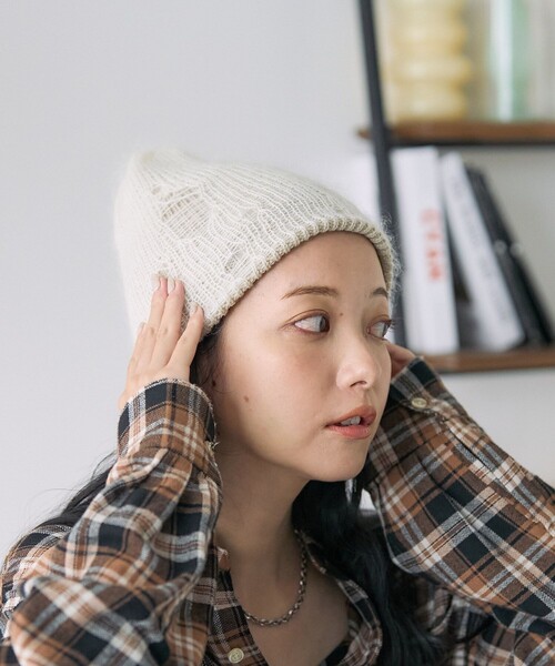 セール】RACAL/ラカル Mohair Damage Layered Knit Cap/モヘア