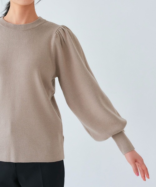 ルイルエブティック RUIRUE BOUTIQUE バックパールシアーパフニット （アイボリー） 洗える ストレッチ ｜ バックパール シアー パフ ニット