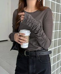 シャーリングシアーリブトップス