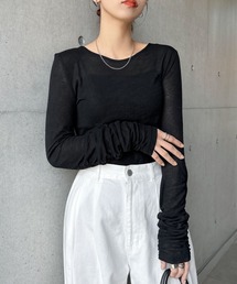 シャーリングシアーリブトップス
