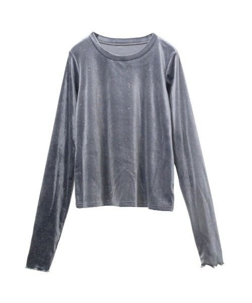 Rejoule（リジュール）の「フィンガーホールラメベロアトップス（Tシャツ/カットソー・レディース・ネイビー/ブラック/チャコールグレー・FREE）」の14枚目の写真