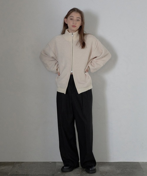 MINERTE】loop yarn high neck knit blouson / アルパカジップ
