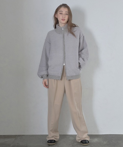 MINERTE】loop yarn high neck knit blouson / アルパカジップ