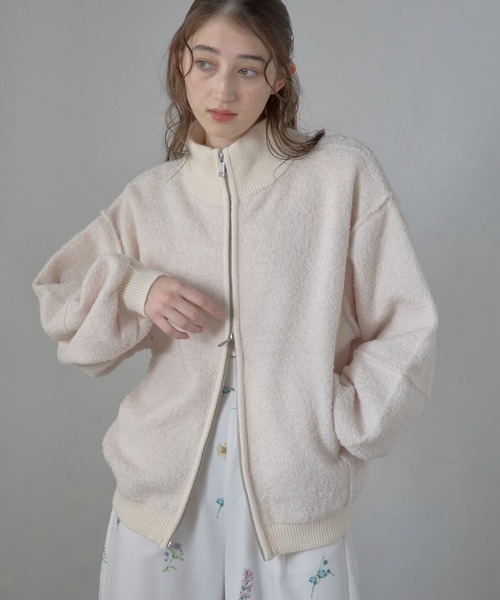MINERTE】loop yarn high neck knit blouson / アルパカジップ
