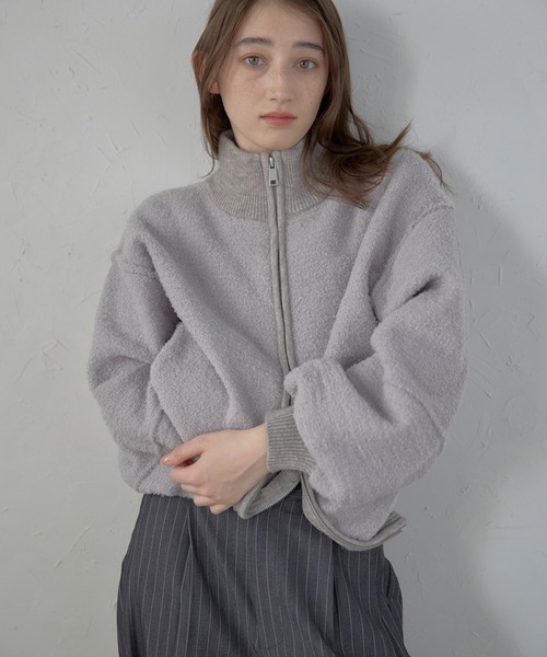 MINERTE】loop yarn high neck knit blouson / アルパカジップ