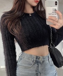 CELENA BEATS（セレナビーツ）の「毛足ニット クロップド丈 リブ トップス（ニット/セーター）」