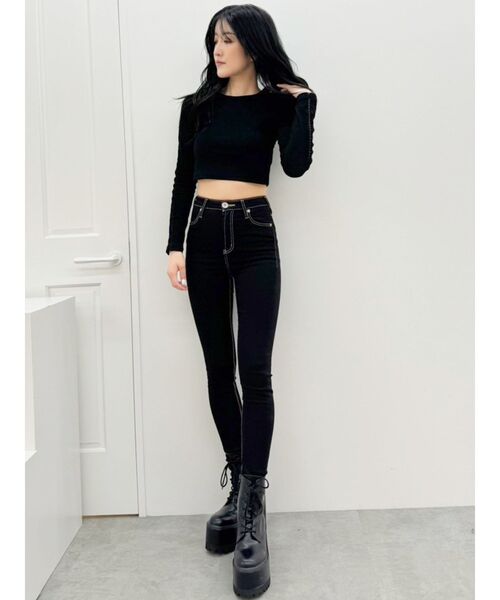 GYDA(ジェイダ)の「Wレースラインリブトップス(Tシャツ/カットソー・レディース・オフホワイト/ブラック・FREE)」の19枚目の写真