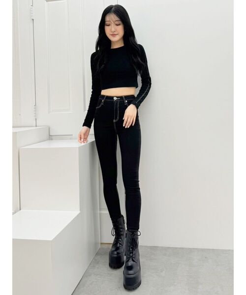 GYDA(ジェイダ)の「Wレースラインリブトップス(Tシャツ/カットソー・レディース・オフホワイト/ブラック・FREE)」の20枚目の写真