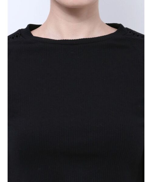 GYDA(ジェイダ)の「Wレースラインリブトップス(Tシャツ/カットソー・レディース・オフホワイト/ブラック・FREE)」の5枚目の写真