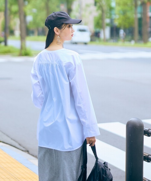 slattgir(スラットジール)の「高身長 ジップアップシャツ(トールサイズ)Essenave(シャツ/ブラウス・レディース・ブラック/オフホワイト・M/L/LL/3L)」の9枚目の写真