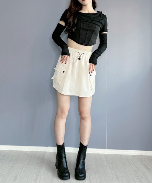 Silly(シリー)の「カーゴミニスカート(スカート・レディース・グレー/アイボリー/ブラック/カーキ/ピンク・SMALL/MEDIUM/LARGE)」の10枚目の写真