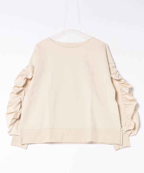 zootie（ズーティー）の「ダンボールニット［フリルスリーブプルオーバー］（Tシャツ/カットソー・レディース・アイボリー/ブラック/ライトグレー/グリーン・M）」の3枚目の写真