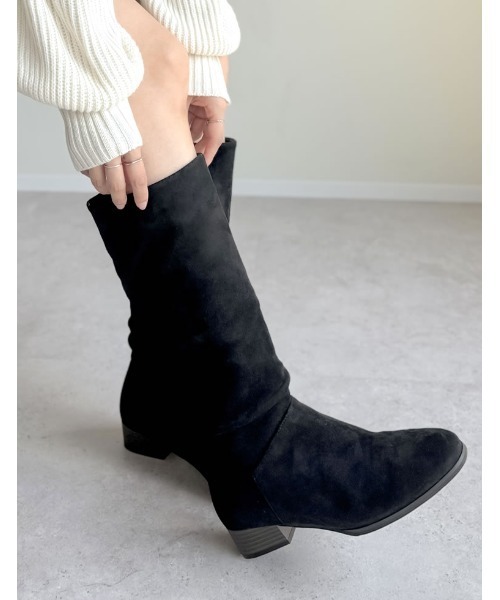 Re:EDIT（リエディ）の「[大きいサイズ有]インヒールスタックヒールロングブーツ（ブーツ・レディース・ブラック/ベージュ/ブラウン・SMALL/MEDIUM/LARGE/X-LARGE）」の5枚目の写真