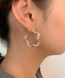 パールねじりフープピアス (両耳用)