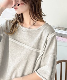 Java（ジャバ）の「《JaVa ジャバコラボ》カジュアルコーデ の主役に。半袖ダメージ加工裏毛プルオーバー（Tシャツ/カットソー・レディース）」